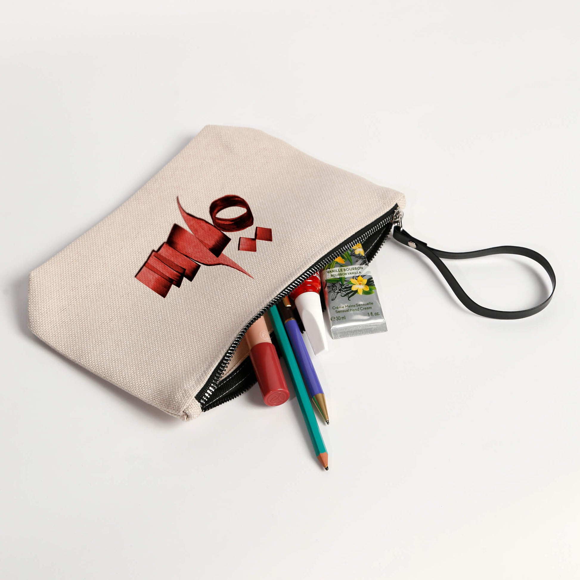 Custom Arabic Accessory Pouch with sareh name in red color