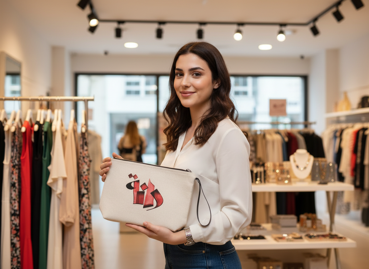 Arabic Name Printed Small Carryall Pouch (16x25 cm)