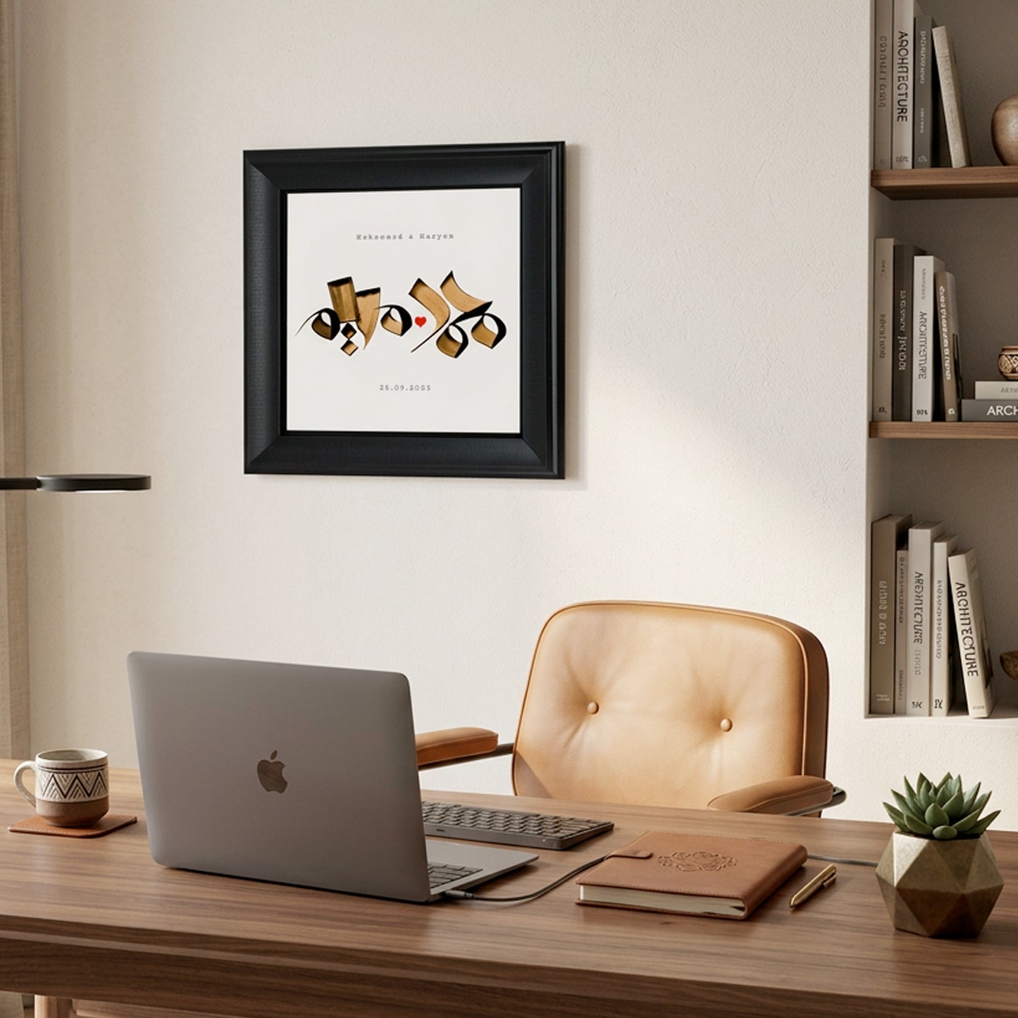 Elegant Arabic name frame as a personalized gift idea for weddings and home