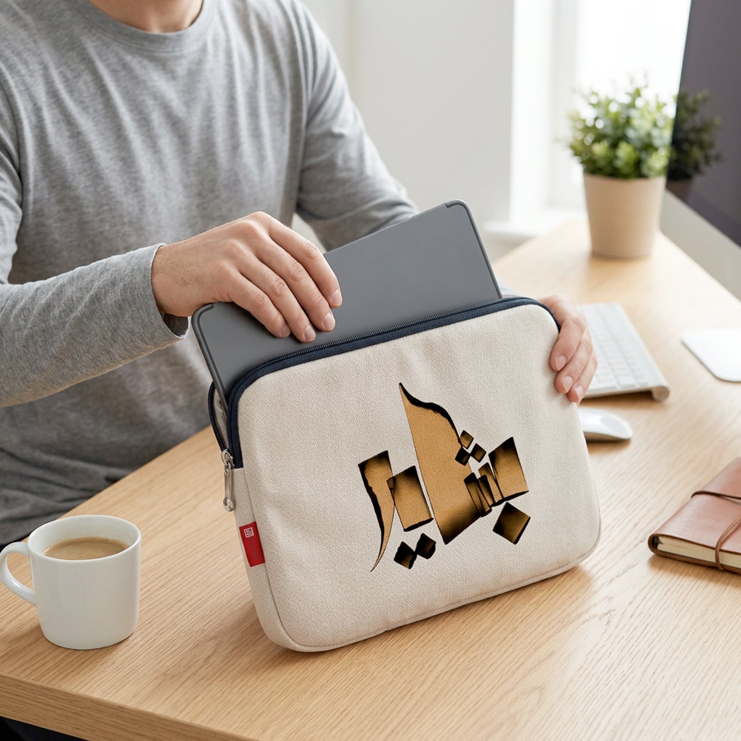 Personalized Arabic Name Laptop & Tablet Sleeve – Custom Calligraphy Canvas Case (25×33 cm)